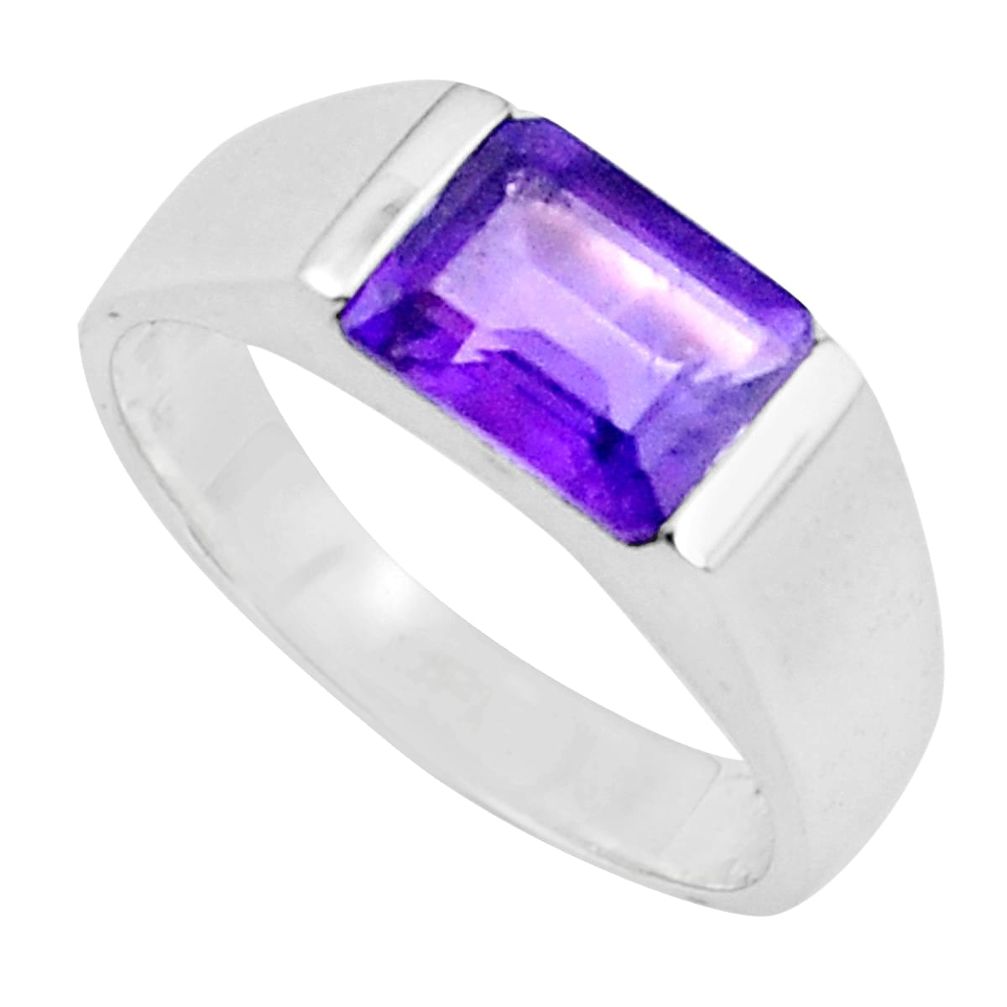 3.24cts natural purple amethyst 925 silver solitaire ring size 8.5 p37239