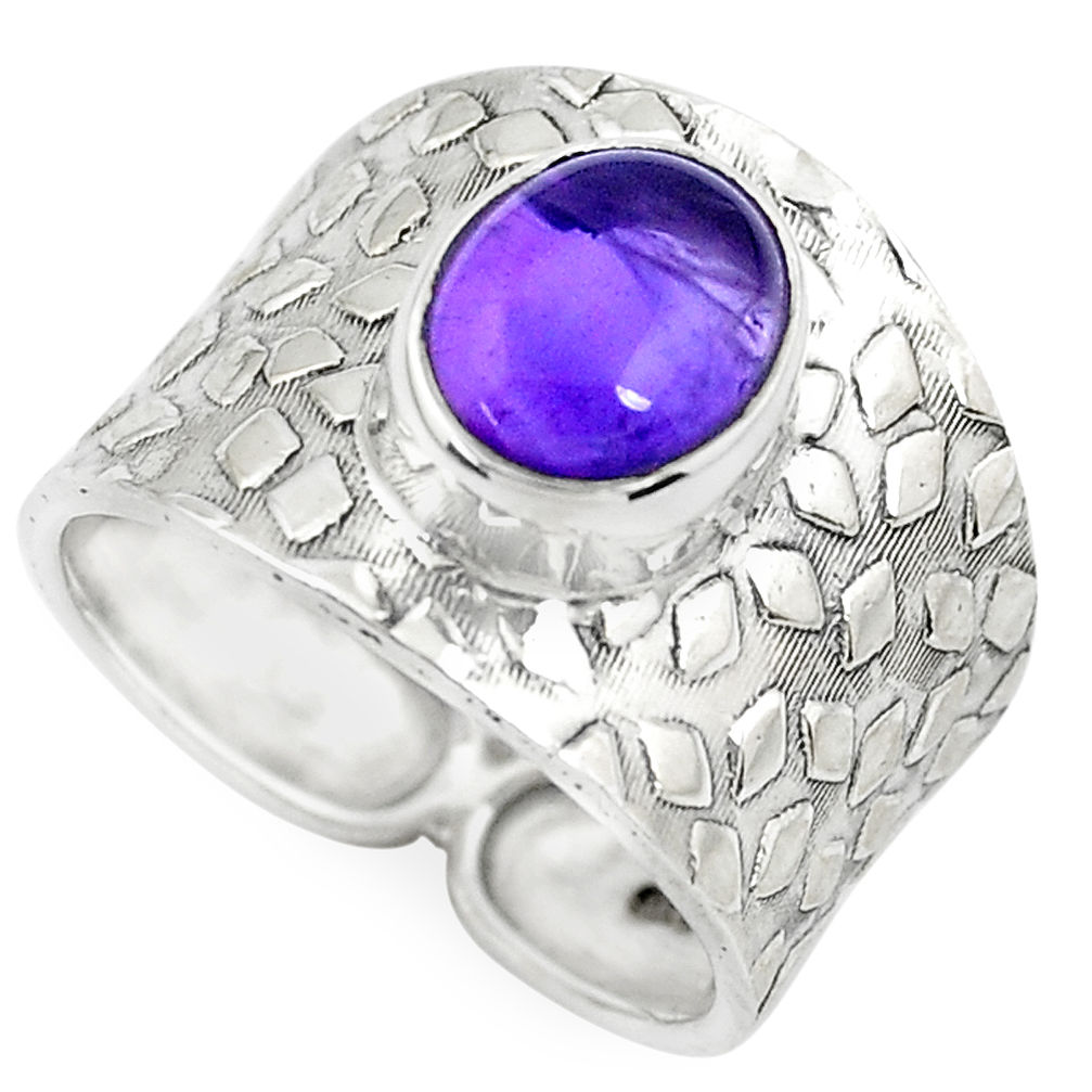 4.51cts natural purple amethyst 925 silver solitaire ring size 8.5 p51003
