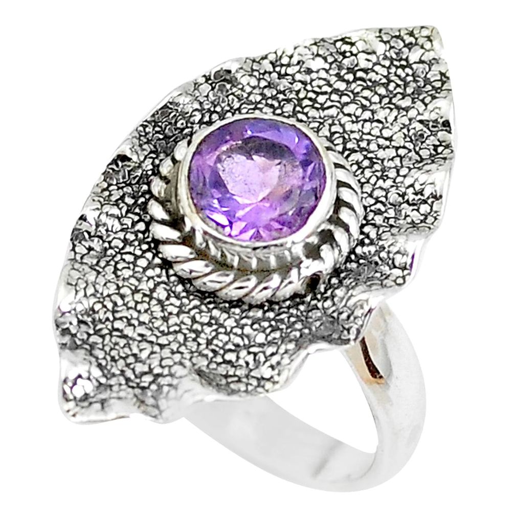 1.39cts natural purple amethyst 925 silver solitaire ring size 6.5 p51239