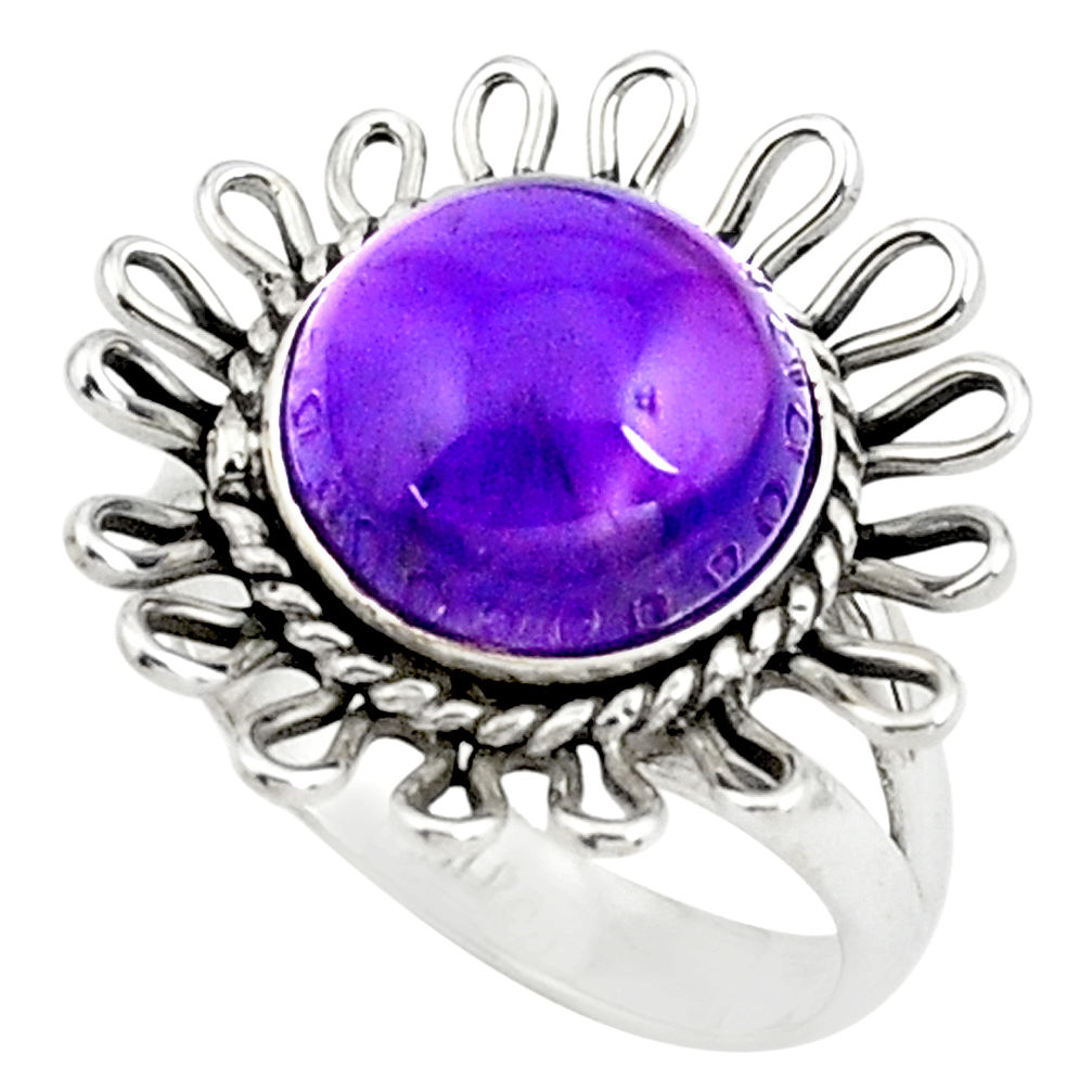 6.02cts natural purple amethyst 925 silver solitaire ring size 7.5 p78962