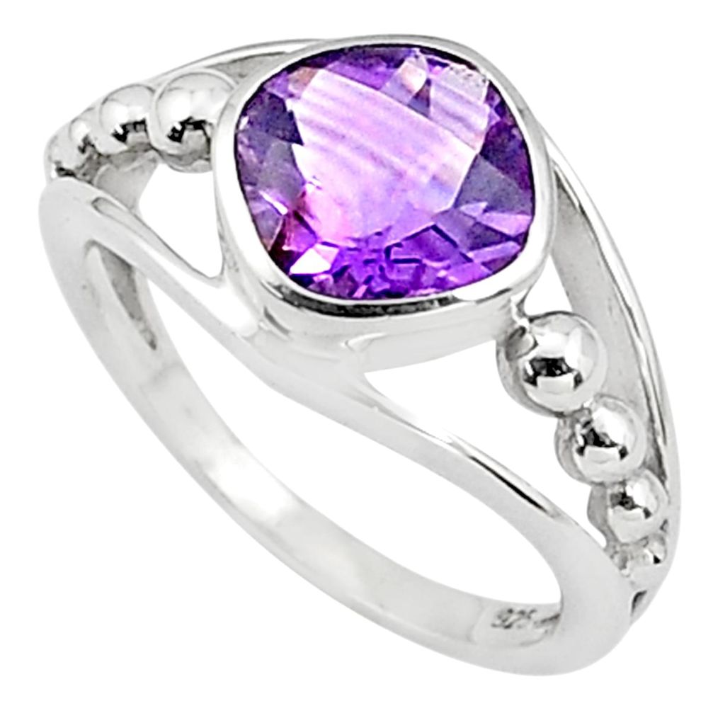3.50cts natural purple amethyst 925 silver solitaire ring size 6.5 p81601