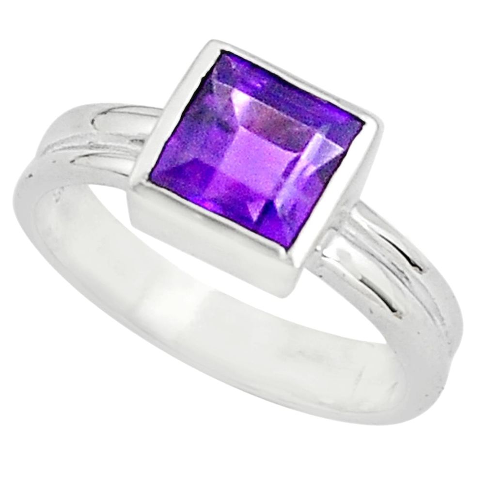 2.95cts natural purple amethyst 925 silver solitaire ring size 6.5 p81862