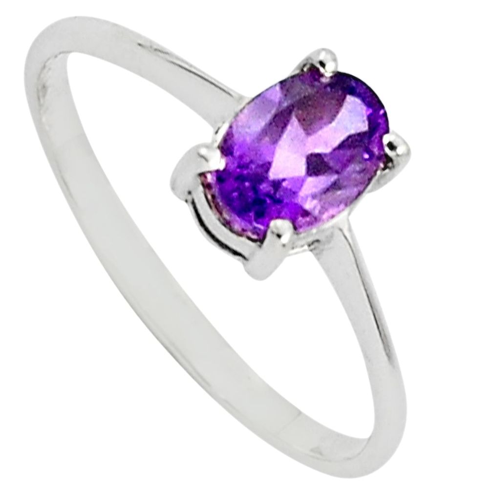 1.52cts natural purple amethyst 925 silver solitaire ring size 8.5 p81981