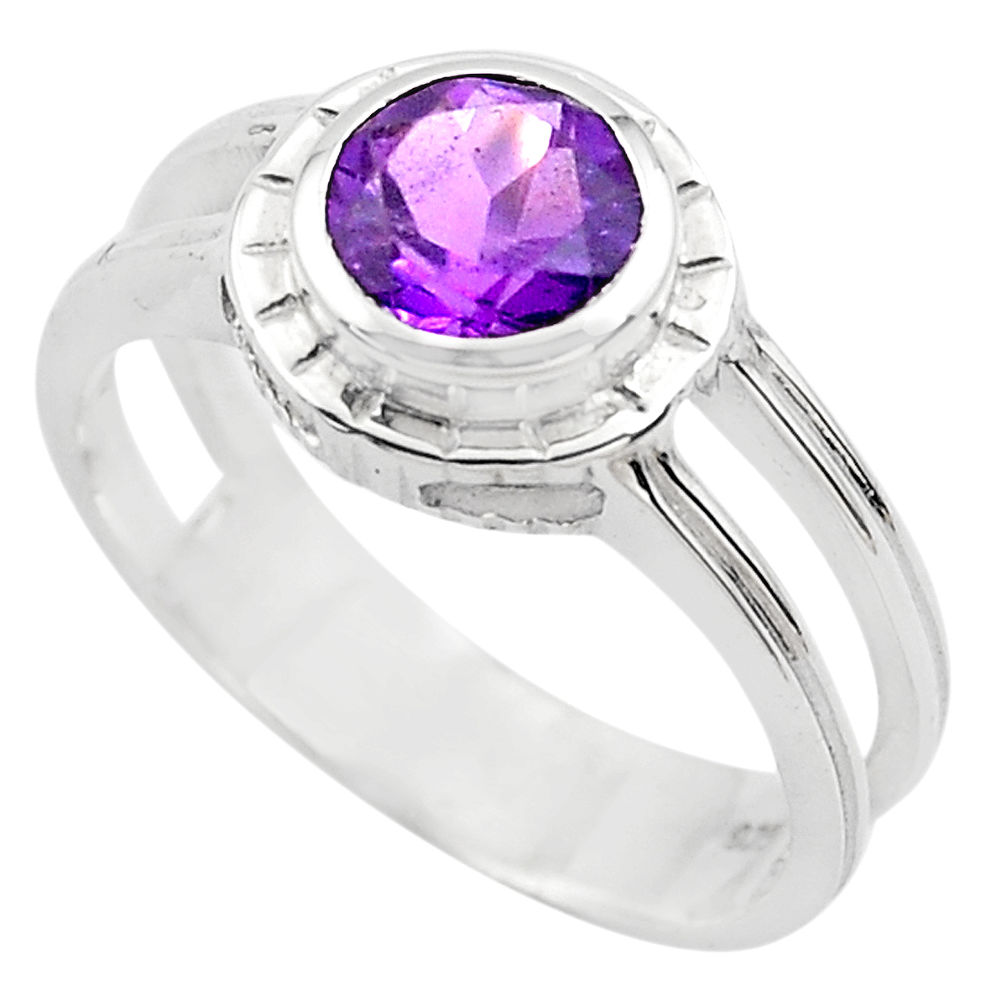 2.55cts natural purple amethyst 925 silver solitaire ring size 8.5 p82762