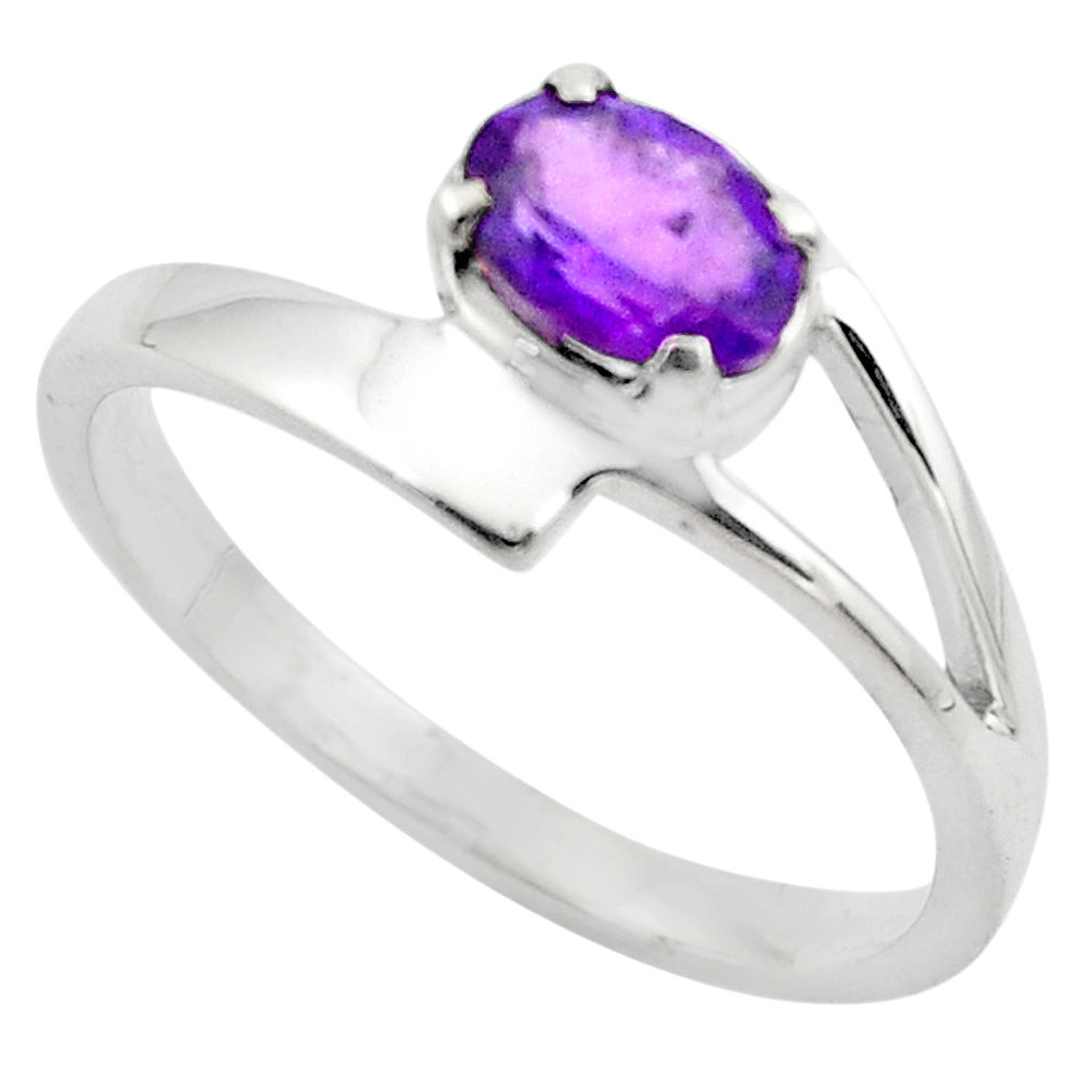 1.59cts natural purple amethyst 925 silver solitaire ring size 5.5 p83028
