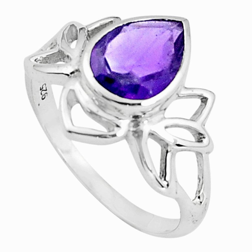 2.95cts natural purple amethyst 925 silver solitaire ring size 7.5 p83047