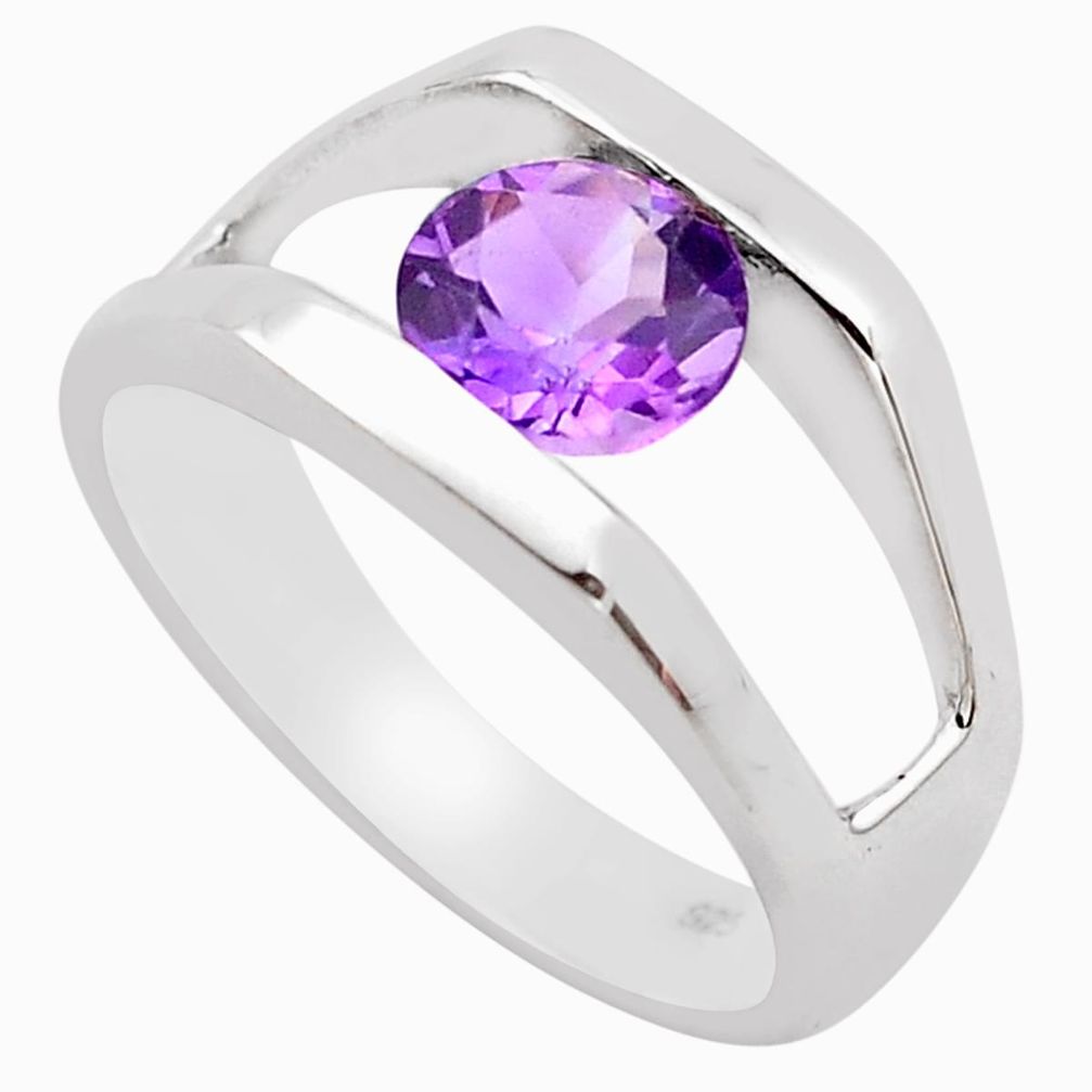 2.51cts natural purple amethyst 925 silver solitaire ring size 5.5 p83261