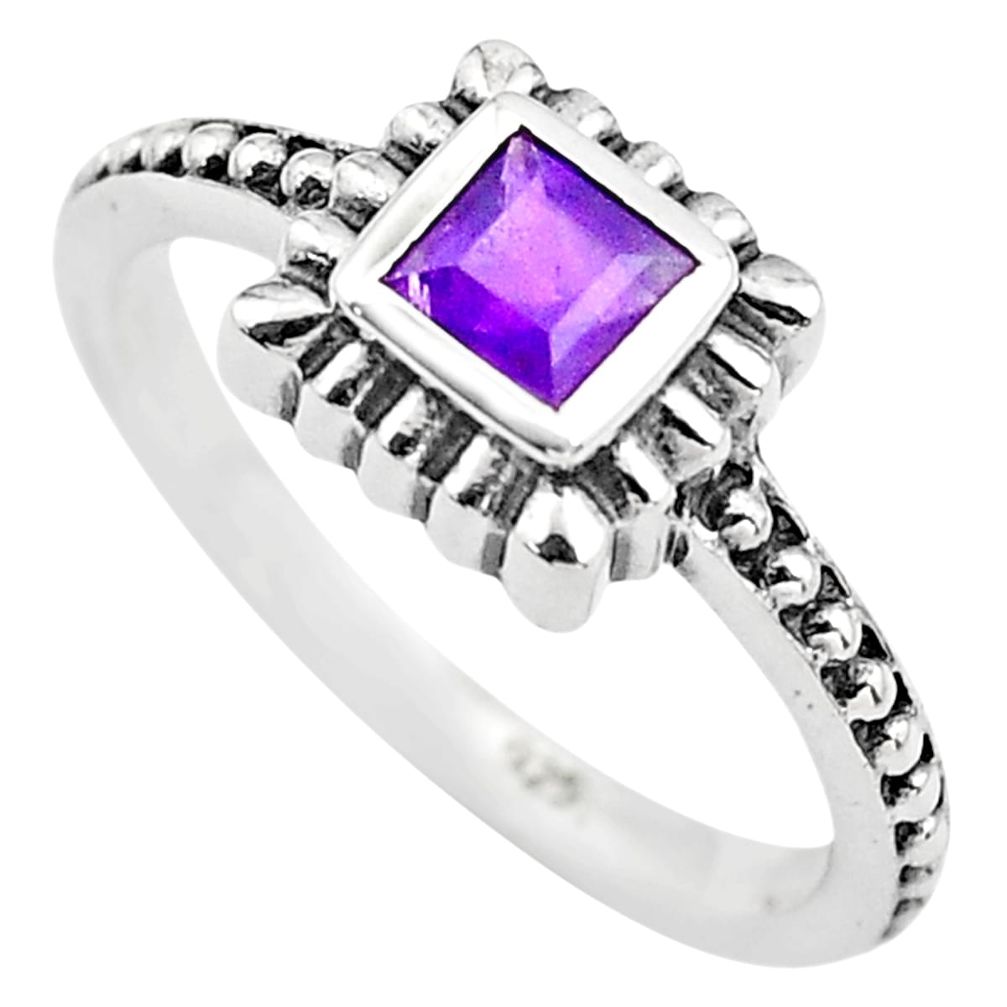 0.43cts natural purple amethyst 925 silver solitaire ring size 5.5 p83601