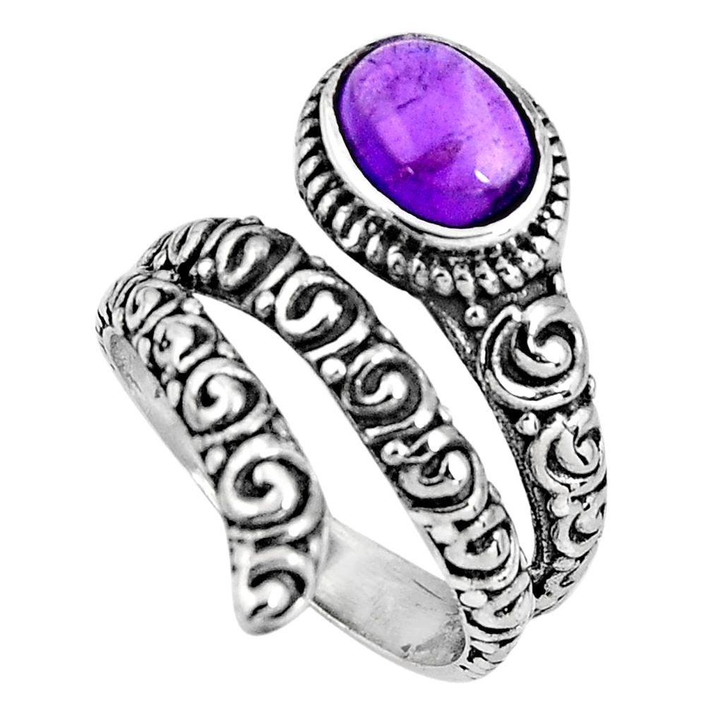 2.11cts natural purple amethyst 925 silver solitaire ring size 6.5 p89546