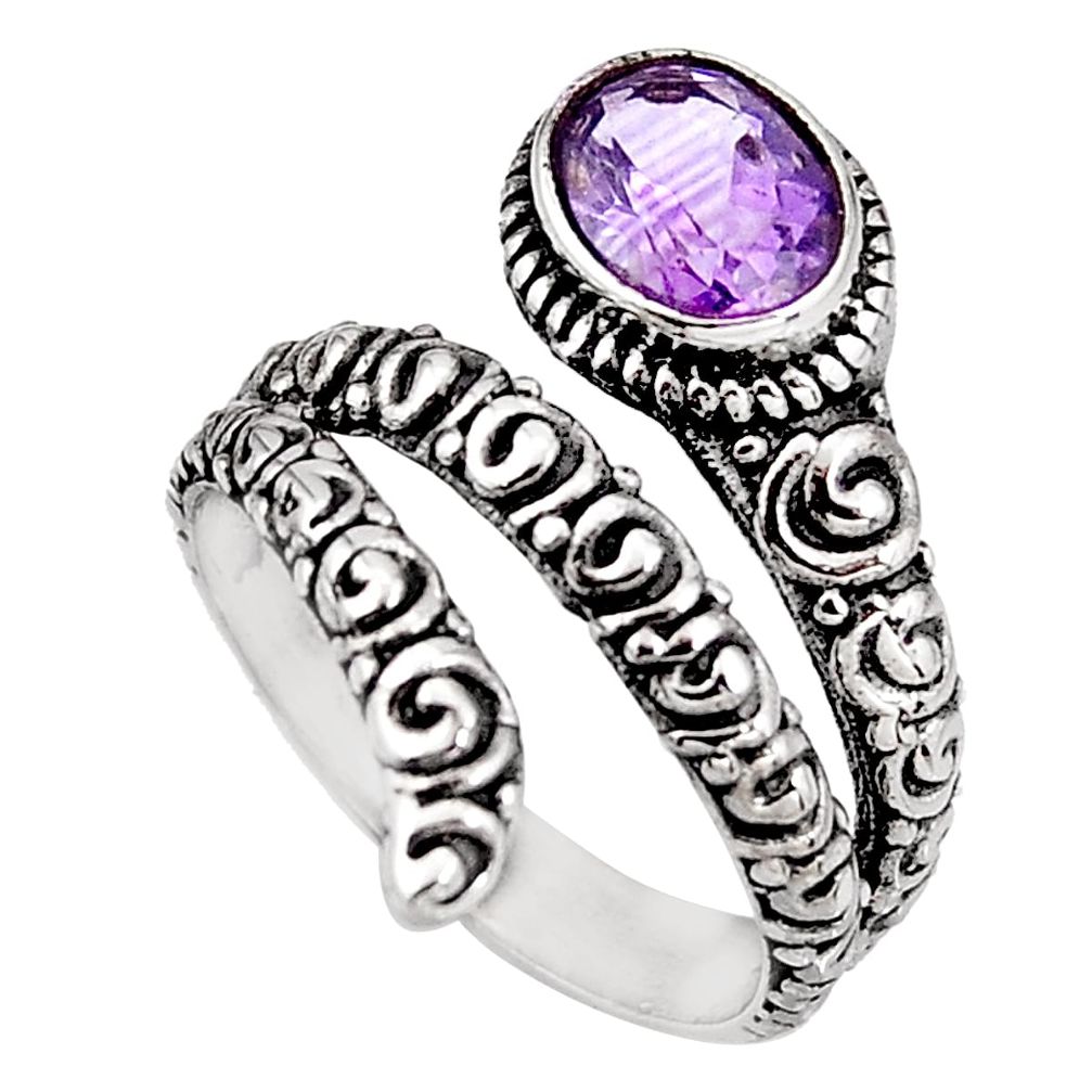 2.11cts natural purple amethyst 925 silver solitaire ring size 8.5 p92401