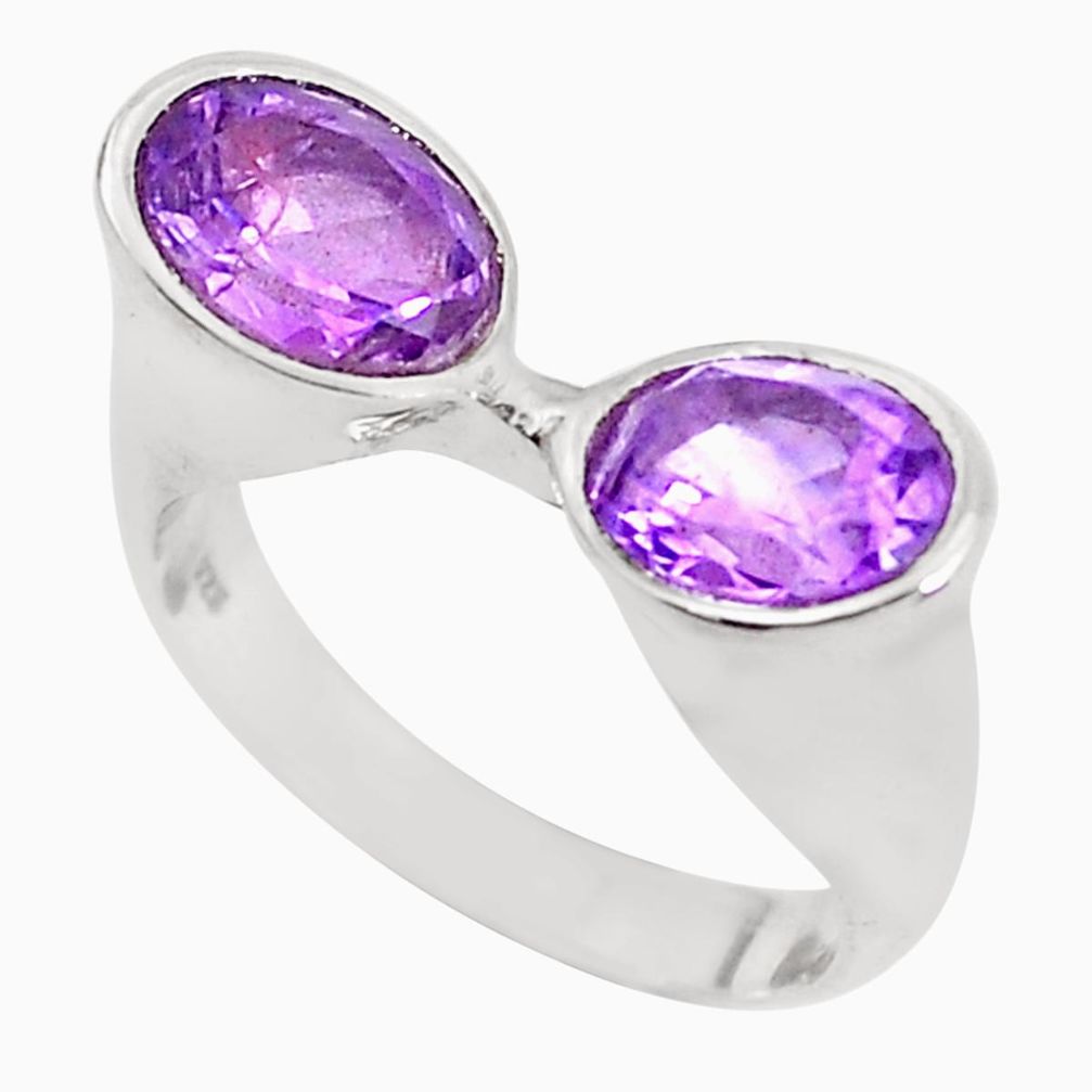 4.21cts natural purple amethyst 925 sterling silver ring jewelry size 7 d31319