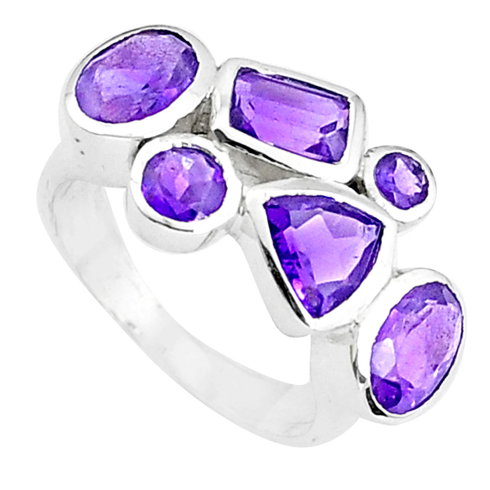 6.04cts natural purple amethyst 925 sterling silver ring jewelry size 6.5 p37147