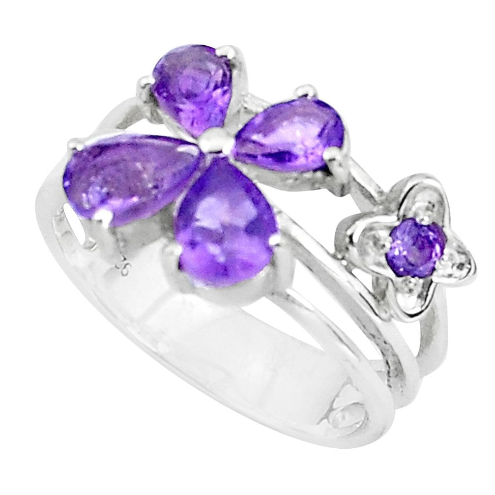 5.52cts natural purple amethyst 925 sterling silver ring jewelry size 6.5 p37196