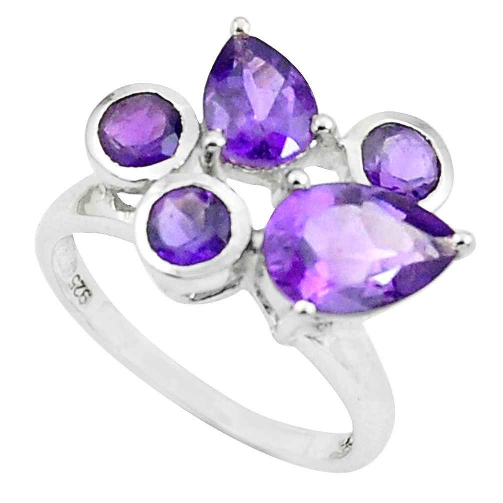 5.21cts natural purple amethyst 925 sterling silver ring jewelry size 5.5 p62161