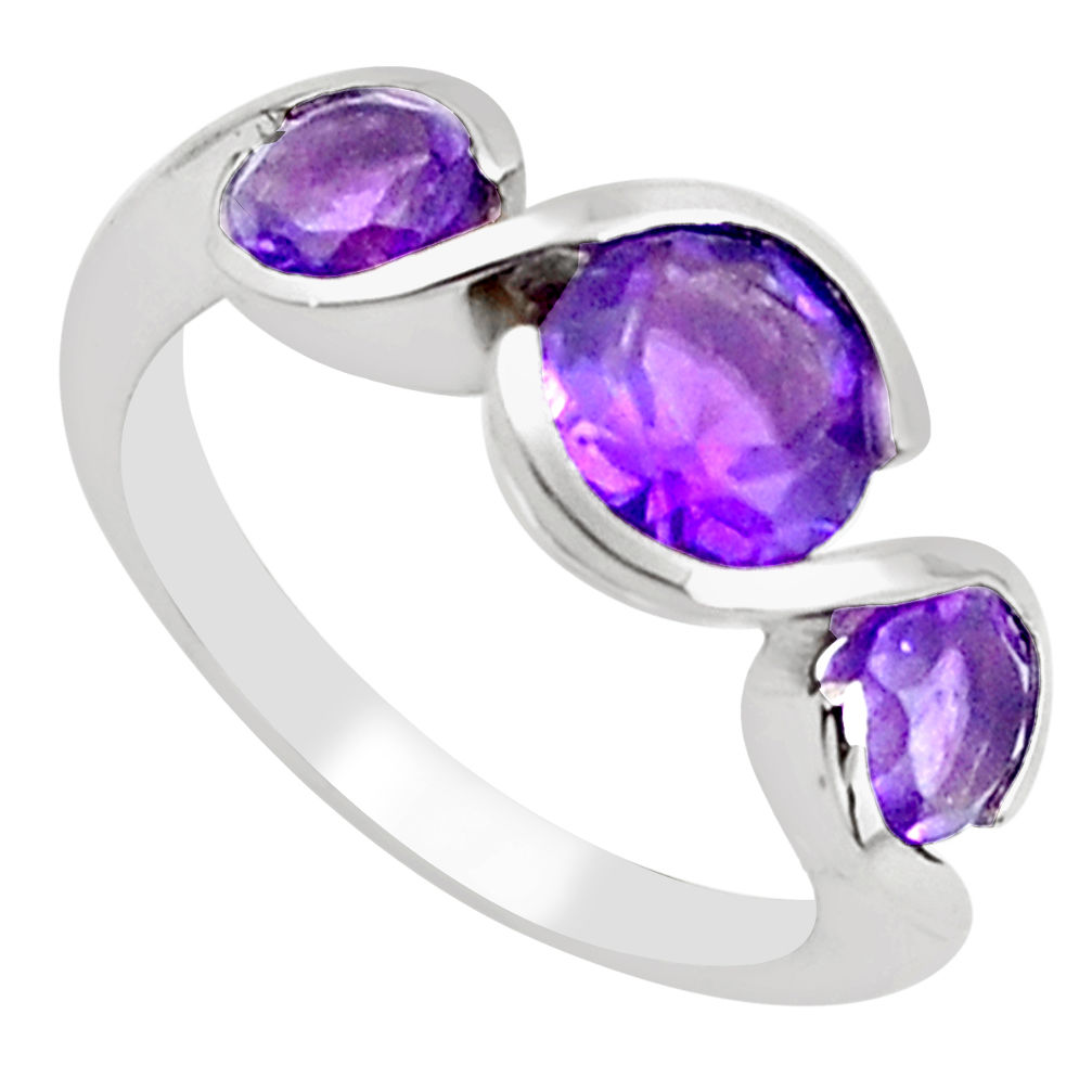 4.06cts natural purple amethyst 925 sterling silver ring jewelry size 6.5 p62362