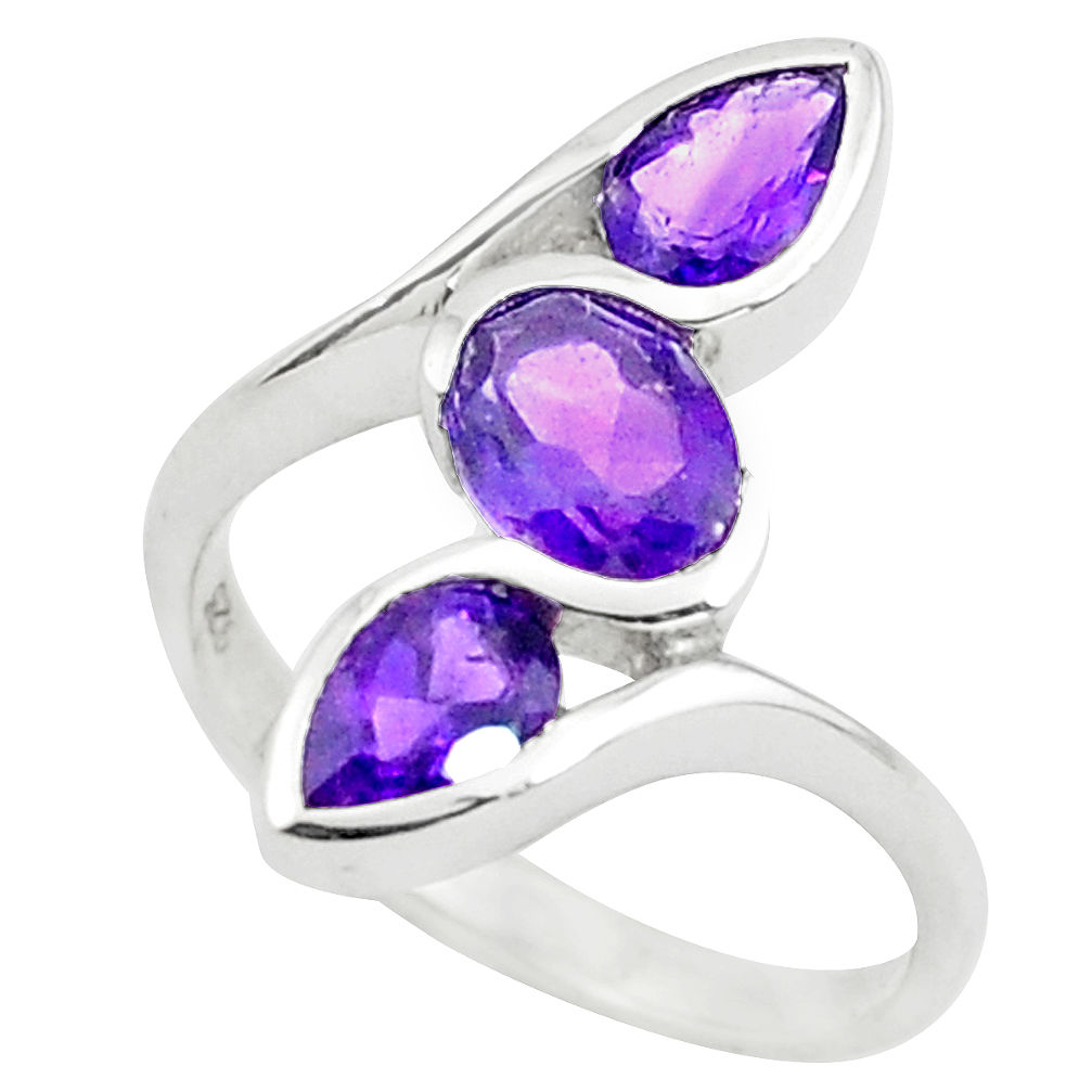 3.29cts natural purple amethyst 925 sterling silver ring jewelry size 5.5 p73251