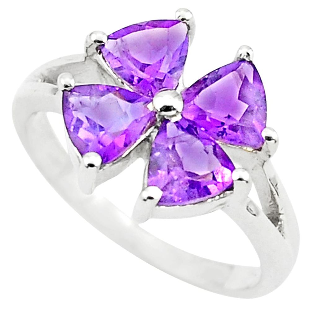 3.42cts natural purple amethyst 925 sterling silver ring jewelry size 7.5 p73362