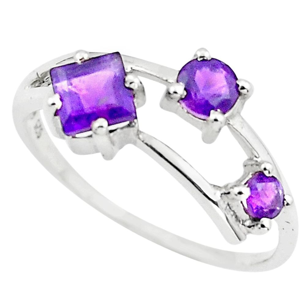 1.34cts natural purple amethyst 925 sterling silver ring jewelry size 6.5 p73403