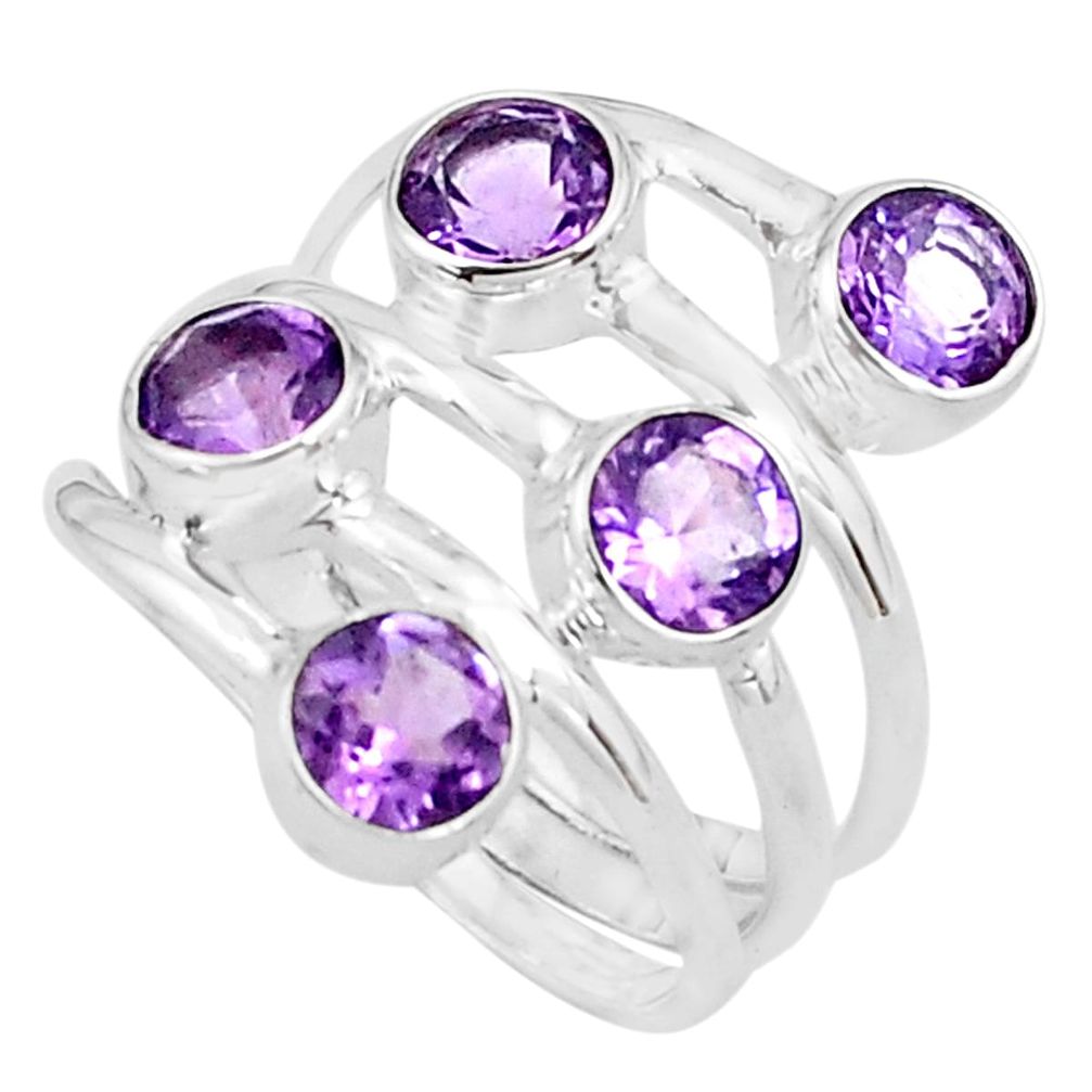 4.27cts natural purple amethyst 925 sterling silver ring jewelry size 6 p77745