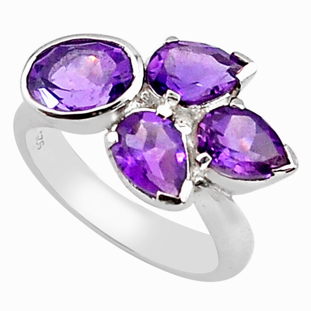 6.83cts natural purple amethyst 925 sterling silver ring jewelry size 6.5 p81641