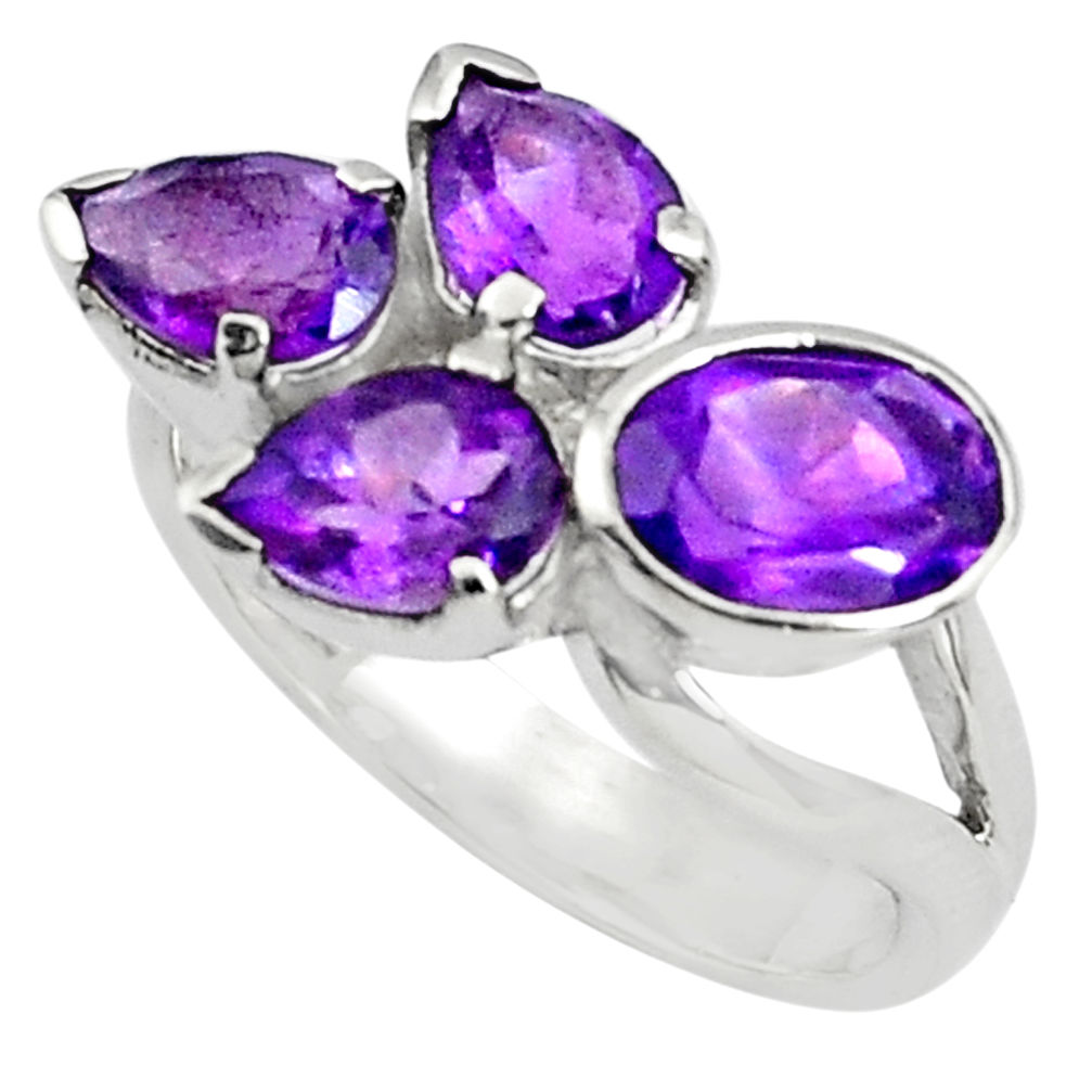 6.58cts natural purple amethyst 925 sterling silver ring jewelry size 9 p81780