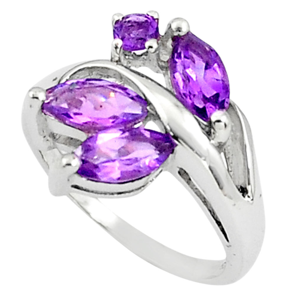 5.63cts natural purple amethyst 925 sterling silver ring jewelry size 6.5 p81781