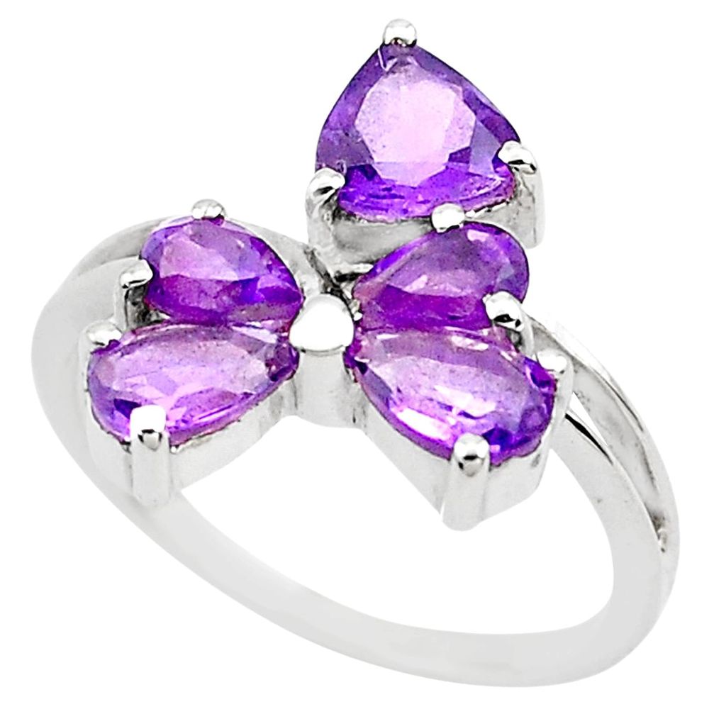 4.24cts natural purple amethyst 925 sterling silver ring jewelry size 7.5 p82882