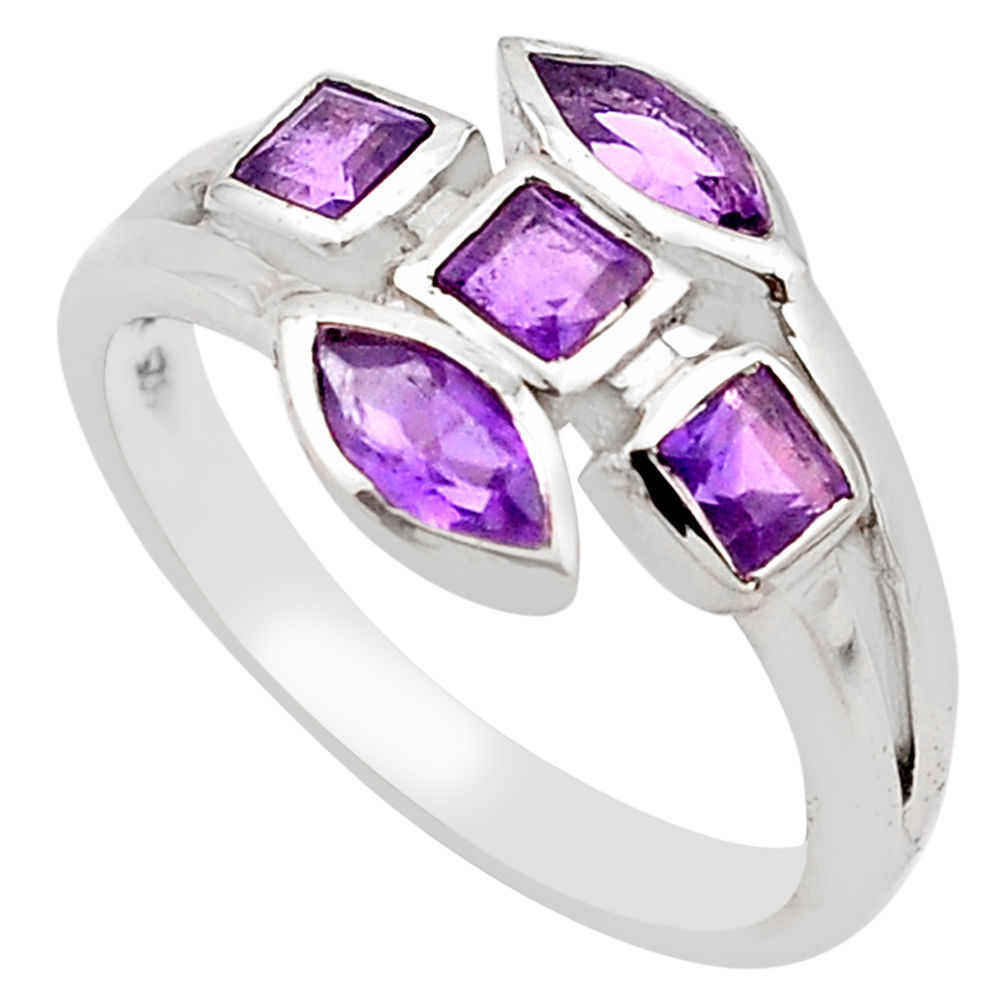 2.55cts natural purple amethyst 925 sterling silver ring jewelry size 6.5 p83283