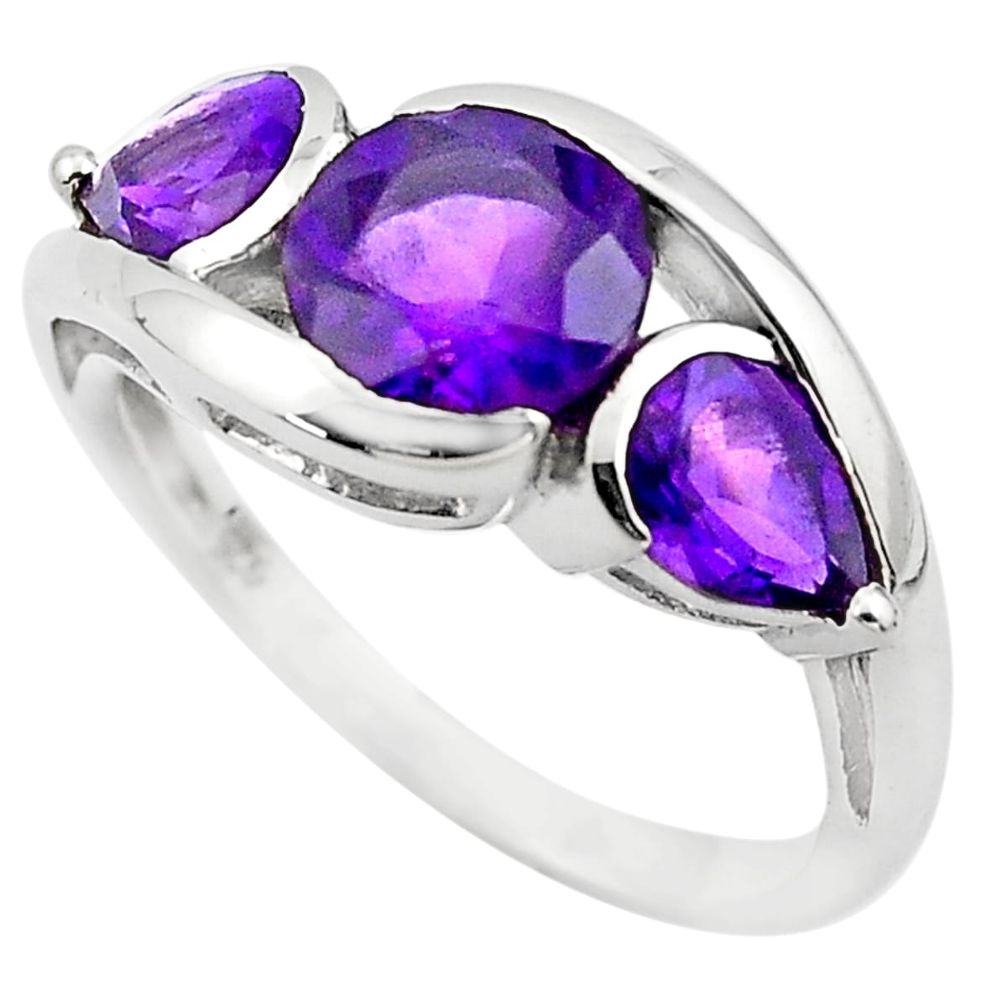 6.70cts natural purple amethyst 925 sterling silver ring jewelry size 7.5 p83462