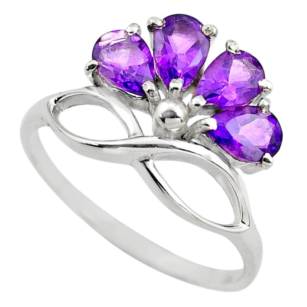 4.34cts natural purple amethyst 925 sterling silver ring jewelry size 7.5 p83502