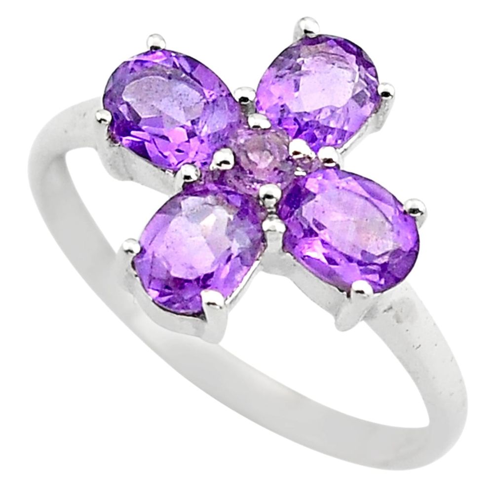 3.84cts natural purple amethyst 925 sterling silver ring jewelry size 6.5 p83523