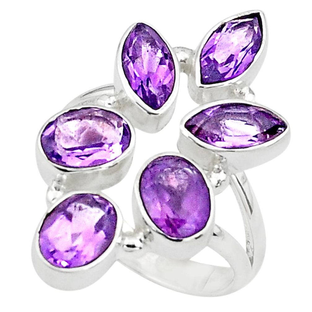 10.37cts natural purple amethyst 925 sterling silver ring size 7.5 p77724