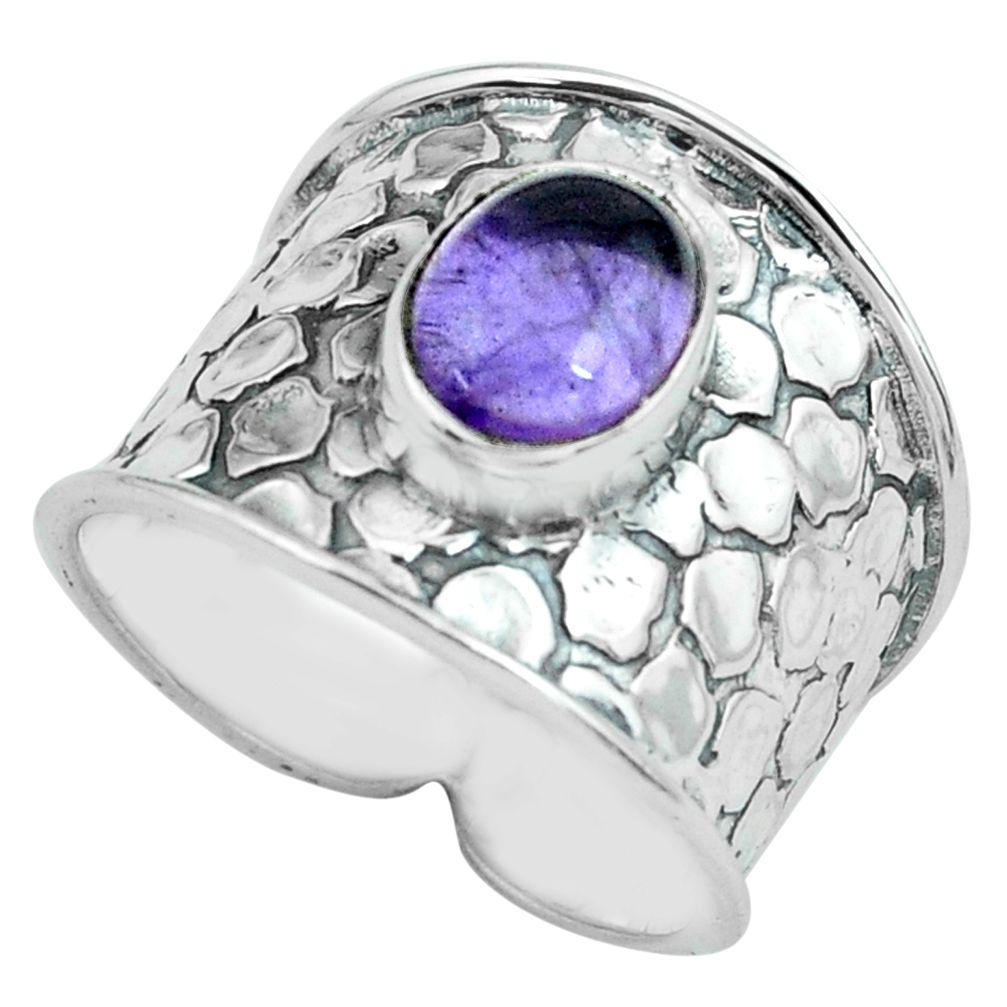 3.41cts natural purple amethyst 925 sterling silver solitaire ring size 8 p68462