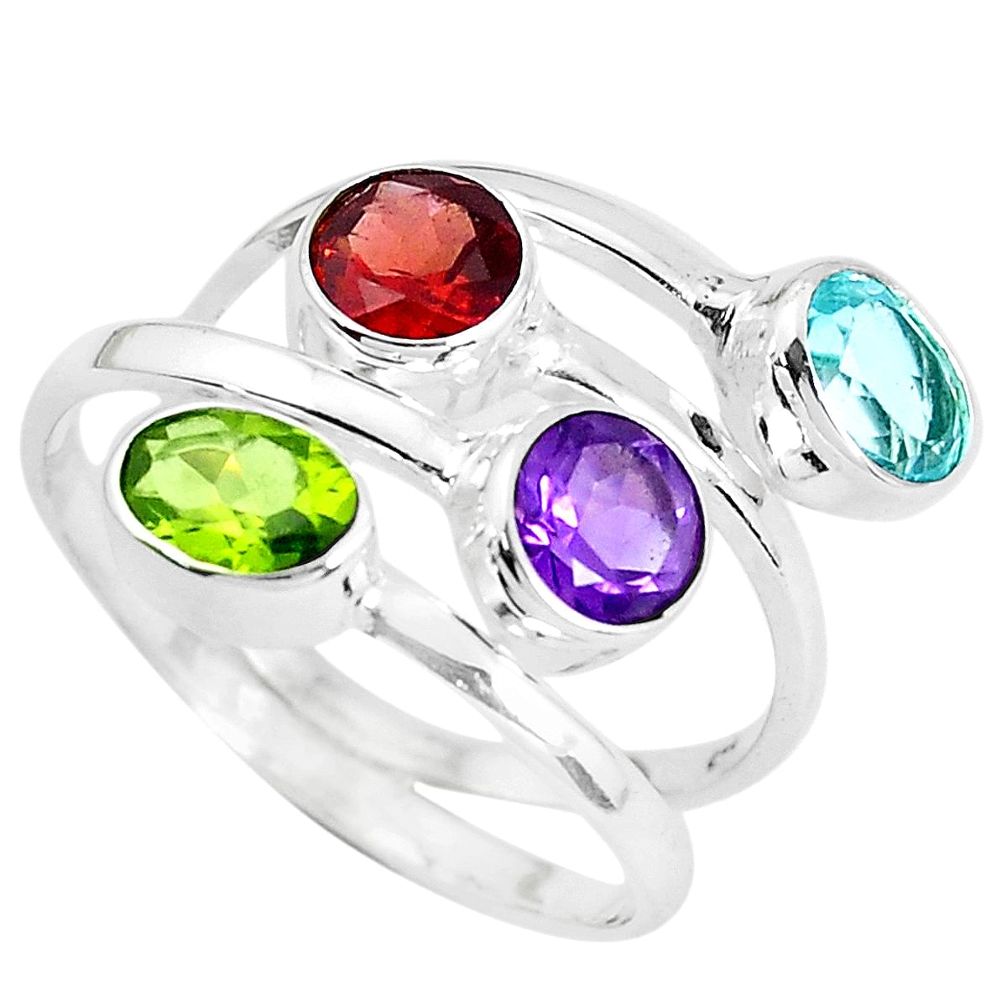 5.72cts natural purple amethyst peridot 925 sterling silver ring size 8.5 d31353