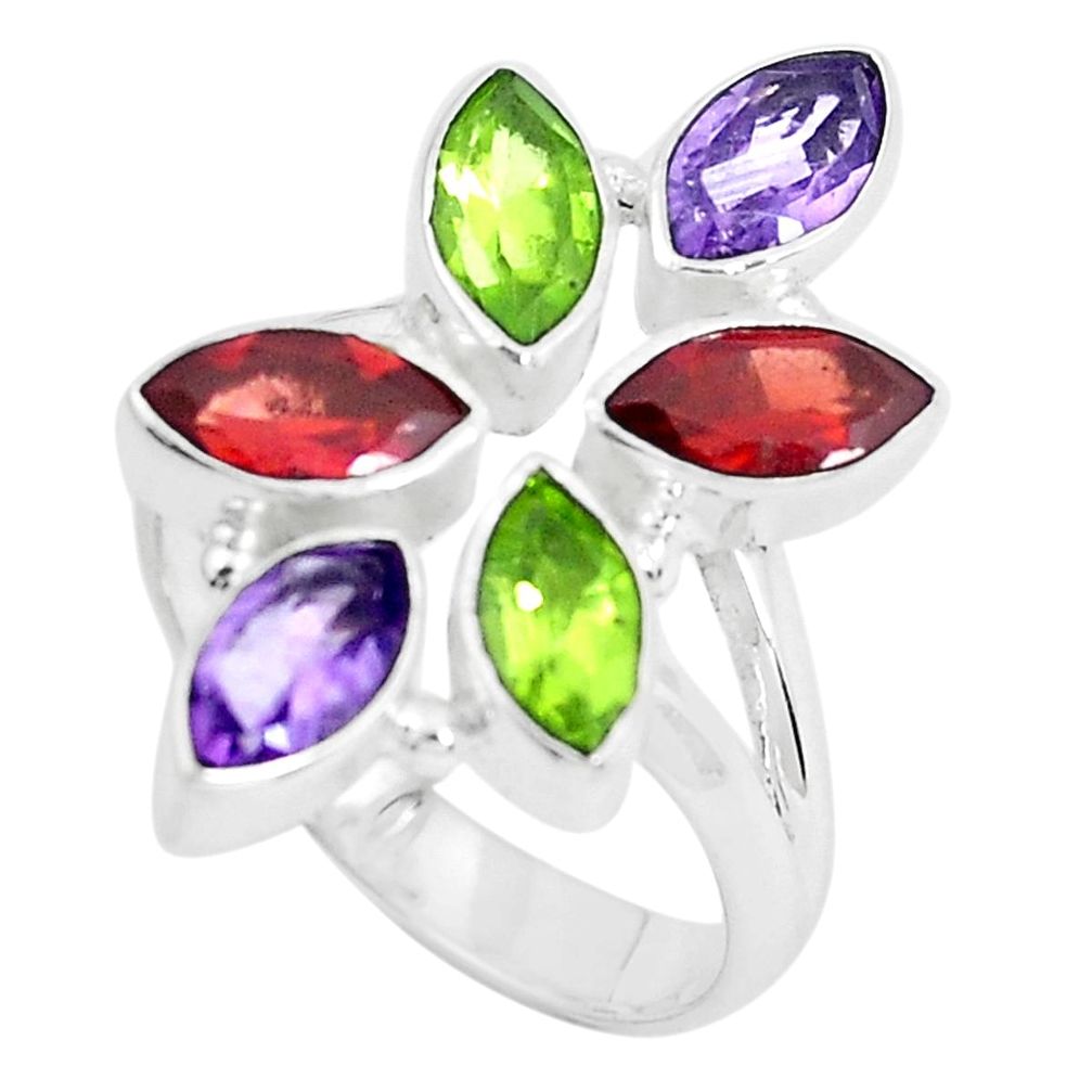 9.39cts natural purple amethyst peridot 925 sterling silver ring size 8 d31382