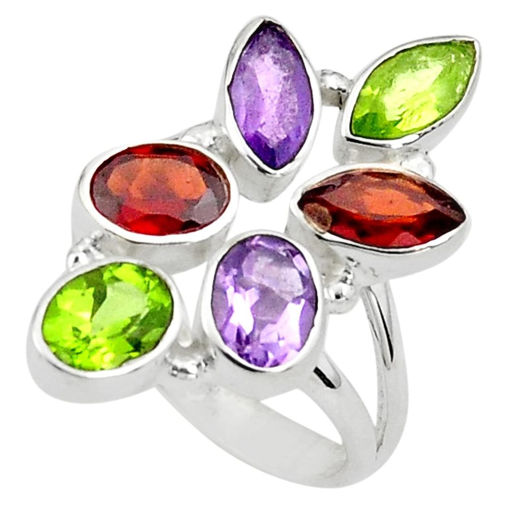 10.70cts natural purple amethyst peridot 925 sterling silver ring size 8 p77737