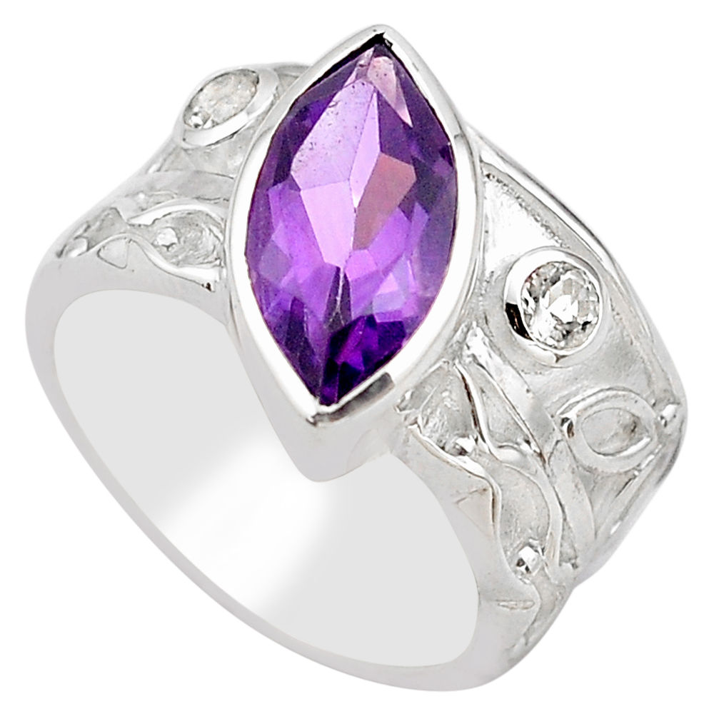 6.31cts natural purple amethyst topaz 925 silver solitaire ring size 8.5 p83243