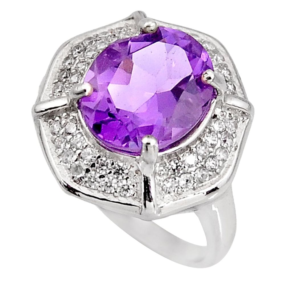 7.50cts natural purple amethyst topaz 925 sterling silver ring size 7 c5616