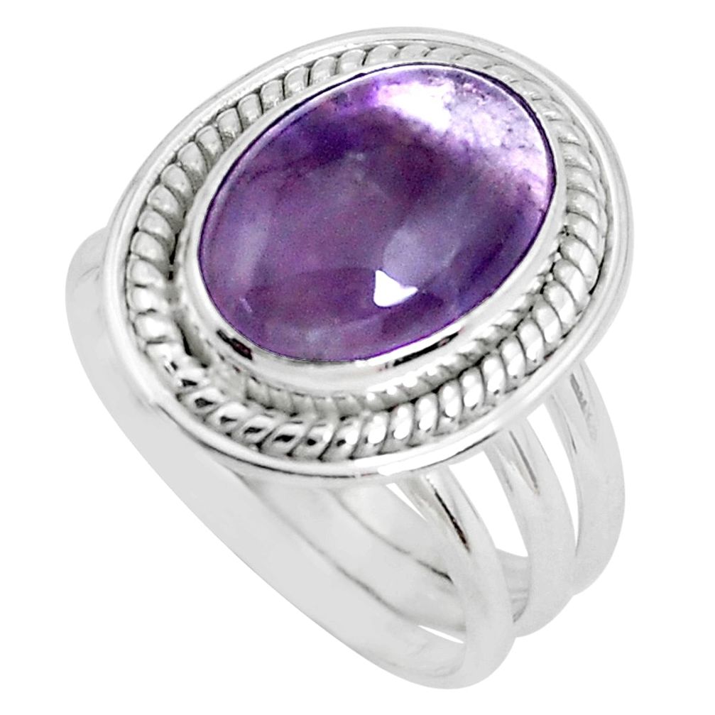 6.83cts natural purple chevron amethyst 925 silver solitaire ring size 8 d31442