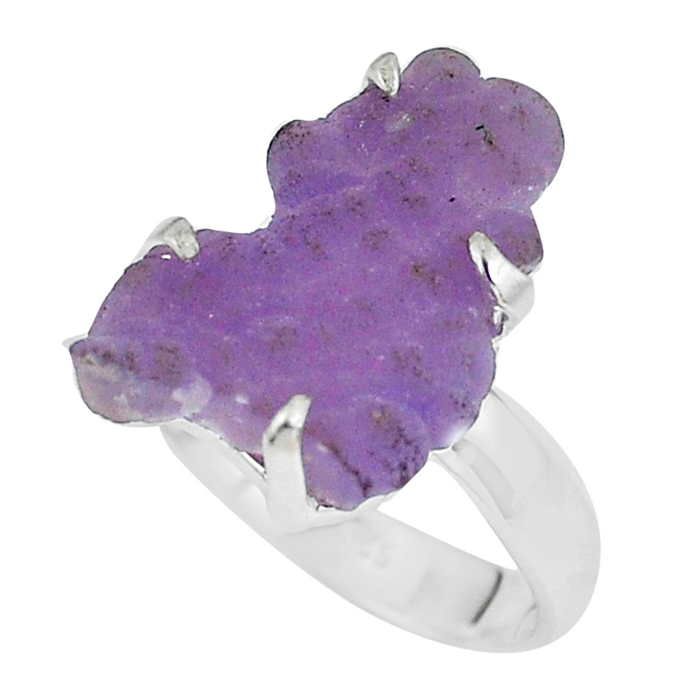 8.44cts natural purple grape chalcedony 925 silver solitaire ring size 8 p63441