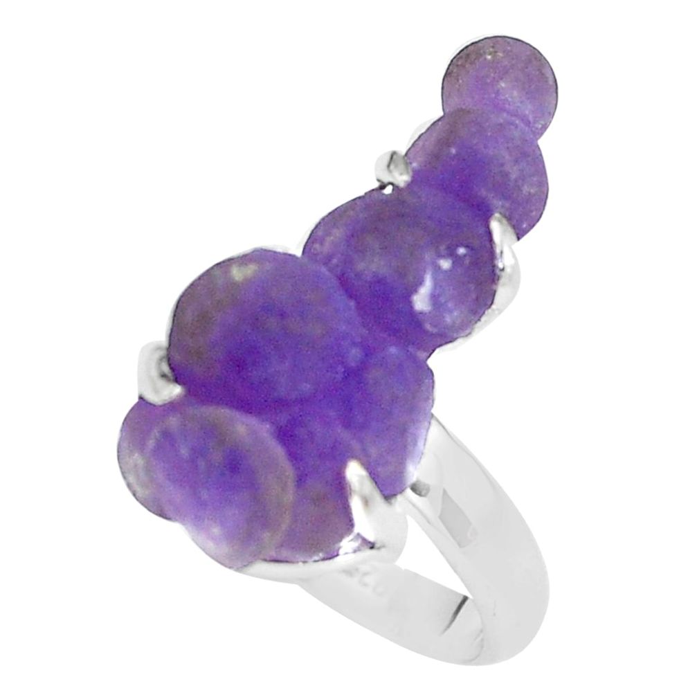 9.86cts natural purple grape chalcedony 925 silver solitaire ring size 7 p63450
