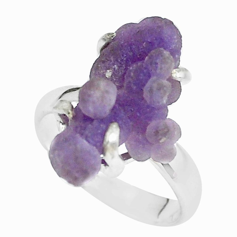 8.06cts natural purple grape chalcedony 925 silver solitaire ring size 7 p63451