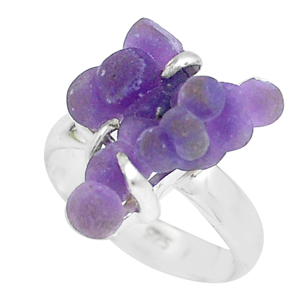 7.24cts natural purple grape chalcedony 925 silver solitaire ring size 6 p63456