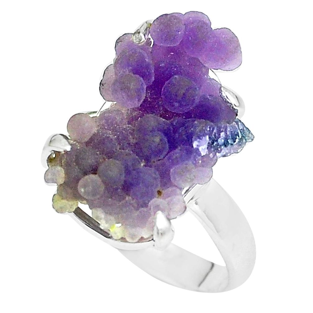10.02cts natural purple grape chalcedony 925 silver solitaire ring size 9 p63459
