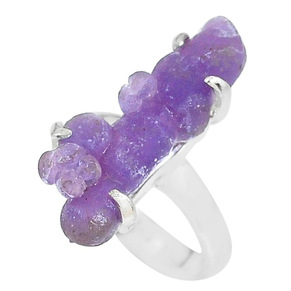 9.04cts natural purple grape chalcedony 925 silver solitaire ring size 7 p63462