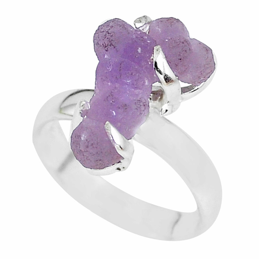 6.82cts natural purple grape chalcedony 925 silver solitaire ring size 7 p63463