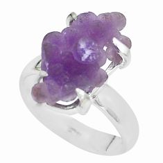 5.54cts natural purple grape chalcedony 925 silver solitaire ring size 6 p63465
