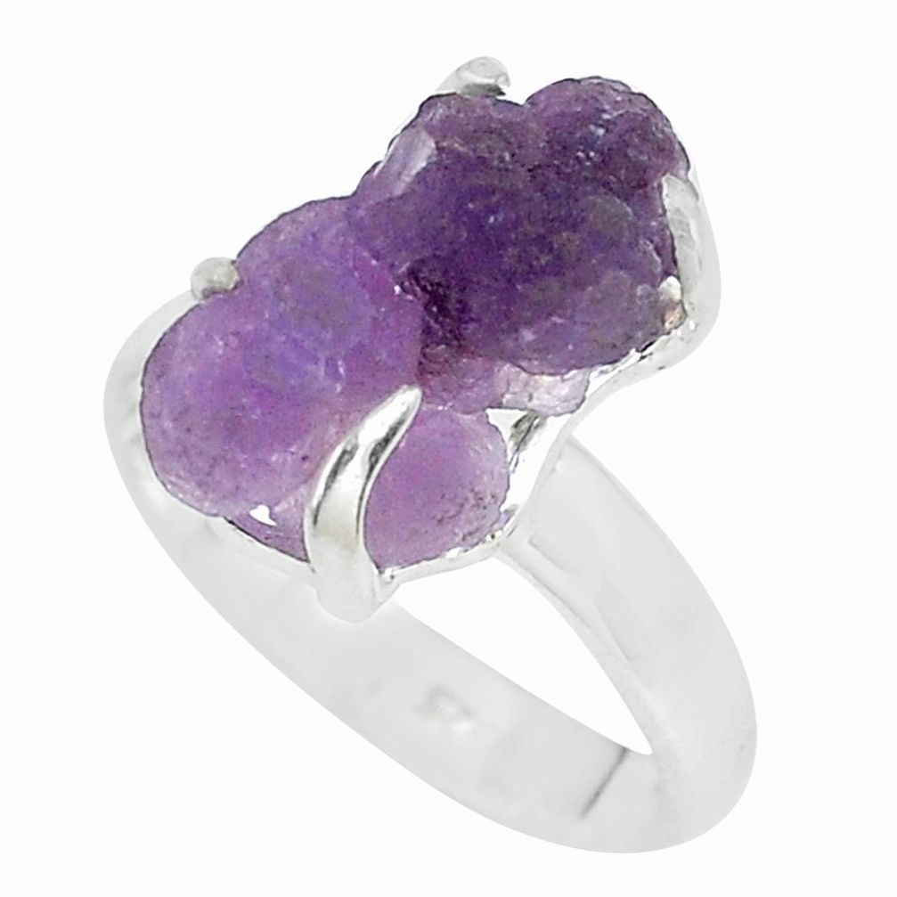 7.15cts natural purple grape chalcedony 925 silver solitaire ring size 8 p63468