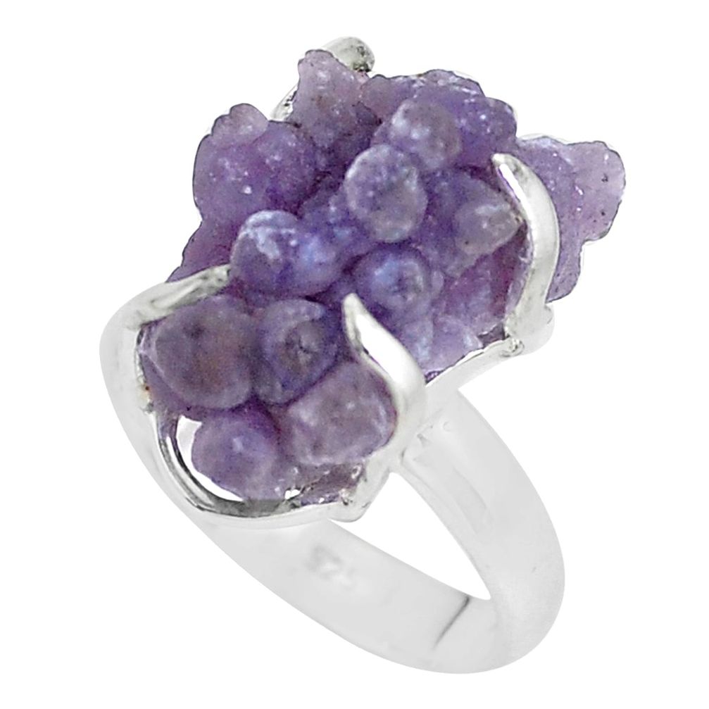 9.86cts natural purple grape chalcedony 925 silver solitaire ring size 7 p63470