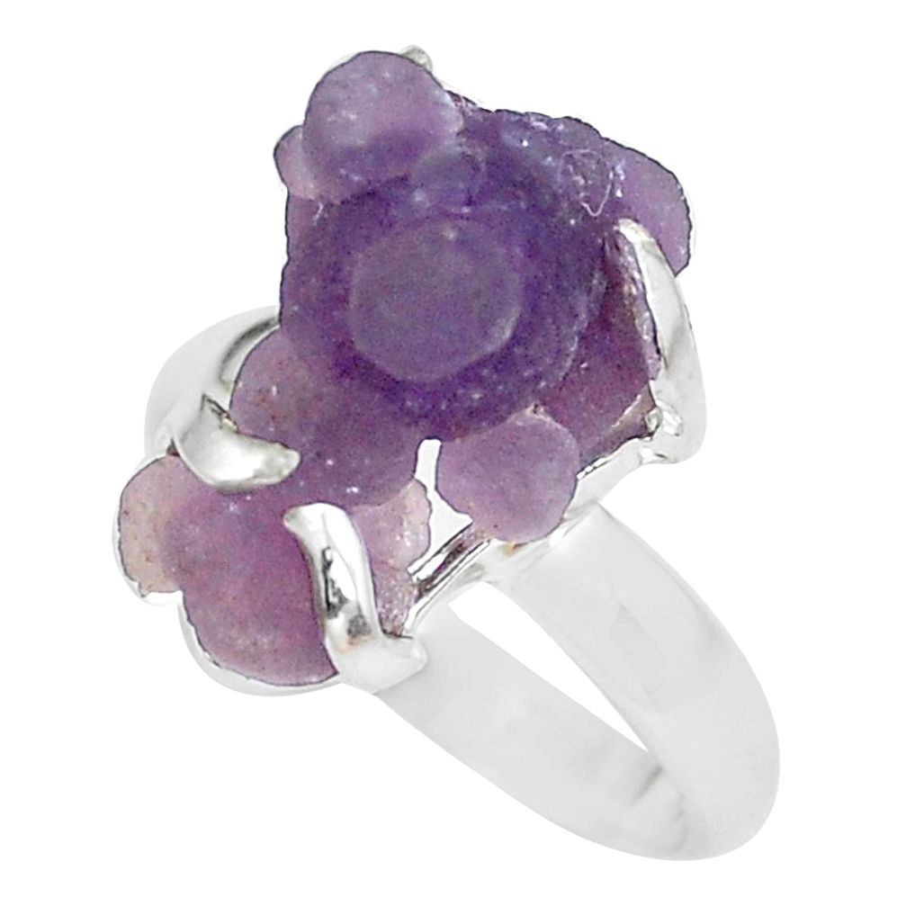 9.32cts natural purple grape chalcedony 925 silver solitaire ring size 8 p63473